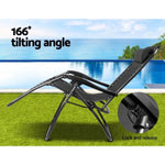 Gardeon Zero Gravity Chair Folding Outdoor Recliner Adjustable Sun Lounge Camping Black FF-ZGC-BK