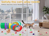 22pcs Cat Kitten Toys Set with 2 Collapsible Cat Tunnel and 20 Interactive Kitty Feather Toy,Fluffy V1369-AZ3-W-22249