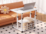 Artiss Laptop Desk Height Adjustable Mobile Workstation Computer Desks 60CM White LA-DESK-C-60-2T-WHWH