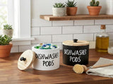 2 Pack Dishwasher Pod Container, Wood Tablet Holder with Lid, Round Laundry Pods Dispenser, V1259-DP01-A-1026