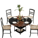 NNETMLT Round Dining Table - Rustic Brown & Black V728-YA175187