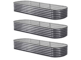 Green Fingers 3 Pcs Raised Garden Bed Kit Oval Galvanized Steel Planter Boxes 240x80x42cm, Heavy GARDEN-OVAL-2408042X3