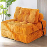 Convertible Folding Sofa Bed Pumpkin Design Corduroy Fabric Two-in-One Lounger for Living Room V1341-ZY-6W9GCNLV-ORANGE