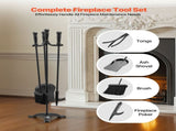 Fireplace Tool Set, 4 PCS Fire Tool Set and Holder with Three-Prong Stand, Ash Shovel, Brush, Fire V952-BLGJTJ4JTSZGOB6QI001V0