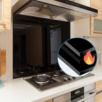 Toughened 60cm x 75cm Black Glass Kitchen Splashback V63-800187