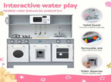 Keezi Wooden Play Kitchen Pretend Kitchen 82cm Kids Toy Food Set Grey PLAY-WOOD-MICROWAVE-GY