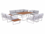 Gardeon 8 Seater Outdoor Dining Sofa Set with WPC Side Tables Patio Furniture White FF-DINING-9SOFA-WH-ABCDE