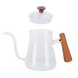 Coffee Kettle Pour Over High Borosilicate Glass Heat Resistant Round Wood Insulated Handle Gooseneck V1294-YM0714-3118210220111