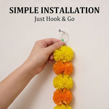 5Pcs Marigold Garland 5ft Orange and Yellow Artificial Flowers Water Resistant for Diwali Home V1366-AZ2-W-15333