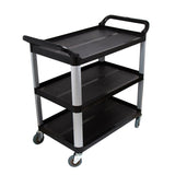 SOGA 3 Tier Food 83.5x43x95cm Trolley Food Waste Cart Storage Mechanic Kitchen Black Small FOODCARTRUBBISHS