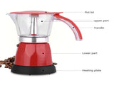 300ml/6 Cups 480W Electric Moka Pot Detachable Kitchen Stovetop Coffee Maker Red V1294-YM0901-JY02855-01