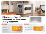 Wendlon White Safe Box Touch Screen with Fingerprint/Electronic Password, Backlit Keypad, LED Light, V1411-AU000025F