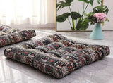 Boho Square Floor Seat Pillows Cushions 22" x 22", Soft Cotton Linen Bohemian Yoga Mandala V1192-AZ-W-14670