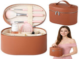 Travel Makeup Bag for Women, Large Capacity Cosmetic Organizer with Removable Liner, Waterproof PU V1192-AZ-W-18272
