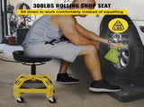 Rolling Garage Stool, 300LBS Capacity, Adjustable Height from 24 in to 28.7 in, Mechanic Seat with V952-HSGLJGCKXCDBDZBARV0
