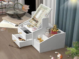 Cosmetic Storage Drawer Large Capacity Plastic Drawer Stationery Container with Mirror White V1294-YM0521-3117220286511