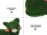 Cute Resilient Green Moss Cat Sculpture for Garden and Indoor Ornament V1192-AZ-W-24848