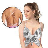 Adult Sequin Butterfly Top w Ribbon Ties Costume Party in Silver V563-12094-02