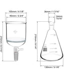 Borosilicate Glass 500ml Buchner Filtering Funnel and 1000 mL Erlenmeyer Flask, with Standard 24/40 V1258-DP02-C-2143