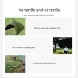 3x3m Green Multi-Purpose Outdoor Tarp - 19 Anchor Points Waterproof Rain Fly with Blackout Coating, V888-ELOSUNG56746