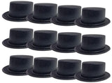 12x GLITTER TOP HAT Fancy Party Plastic Costume Tall Cap Fun Dress Up BULK - Black V563-12GLTRTOPHAT-BLK