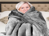 Laura Hill 800-GSM Mink Blanket Queen Size Double-Sided Soft Plush Bed Faux Throw Rug Silver MNKHV-SL