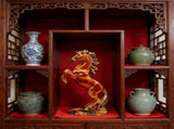 Auspicious Fire Horse Figurine, Standing Stallion Statue, Hand-Polished Mirror Finish, Home and V1192-AZ-W-24355