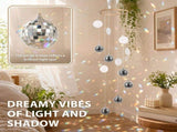 Hanging Disco Ball Decor, Built With Bamboo Ring and Cotton Rope, Lightweight Stable, and Long V1369-AZ3-W-12016