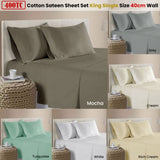 400TC 100% Cotton Sateen Premium Sheet Set 40cm Wall Mocha King Single V442-ATX-SHEETS-25COTTON400TC-MOCHA-KS