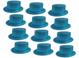 12x GLITTER TOP HAT Fancy Party Plastic Costume Tall Cap Fun Dress Up BULK - Sky Blue V563-12GLTRTOPHAT-SKYBLU