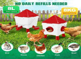 CARLA HOME Chicken Feeder Waterer Set, Automatic Gravity Dispenser with 8KG Food & 8L Water V178-36359