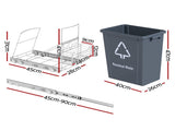 Cefito Pull Out Bin Kitchen Cabinet Slide Garbage Rubbish Bins Basket 40L Grey POT-BIN-40L-GY