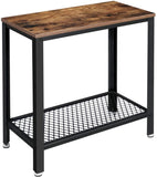 Industrial Side Table 2-Tier With Mesh and Metal Frame Rustic Brown V178-11086