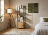 CARLA HOME 5 Tier Bookshelf with Cabinet - Brown - Storage Cabinet - Rustic - Steel V178-36415