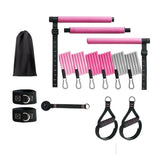 14pc Pilates Bar Kit with Resistance Bands & Belt Home Fitness Pedal Puller V63-953551