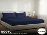 1000 Thread Count Cotton Rich Double Bed Sheet Set 4 Piece, Soft Feel Microfibre Blend, Solid CVC-10DBL-NY