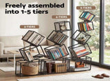 Artiss 5-Tier Bookshelf Metal Geometric Display Shelf Storage Organizer Black FUR-AA-DSHELF-5T-BK