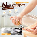 Wide Jaw Opening Anti-Splash Slanted Nail Clipper, Curved Blades for Ingrown & Thick Nails, V1258-DP02-F-399