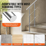 Handrails for Outdoor Steps, 31.5in Length 2 Crossbars Stair Hand Rail Kit, Transitional Stainless V952-BXGSLZFS80CMSOHDTV0