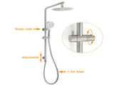 Brushed Nickel Dual Shower Set Sliding Rail Arm 8" Round Head Handheld 1/4 Turn Mixer Valve V1233-S4902BNHR002M4CNKSR108NKC1292BN