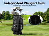 Everfit Golf Cart Bag Rolling Buggy Club Organiser Synthetic Leather Black GOLF-B-BAG-CART-BK