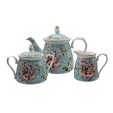 Peach Blossom Fine Bone China Tea Set for 2 - 5-Piece Floral Set V1026-KLCCW1173L-CW1213-CW1214