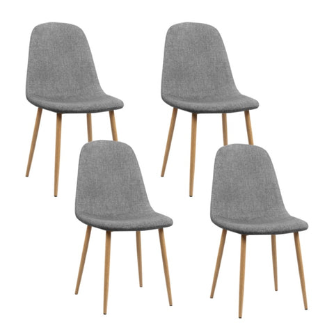 Artiss Dining Chairs Set of 4 Linen Curved Slope Grey MO-DIN-01-LI-GYX4