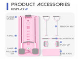 Pink Multi-functional Core Training Board with Digital Timer and Resistance Bands Foldable Fitness V888-ELOSUNG43472