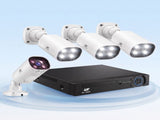 UL-Tech 4CH 5MP PoE NVR Security System, 4 Cameras, Dual-Light Colour Night Vision, Two-Way Audio, CCTV-POE-4C-4S-WH