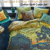 Van Gogh Evening Twilight Ochre Cotton Sateen Quilt Cover Set King V442-HIN-QUILTCS-EVENINGTWILIGHT-OCHRE-KI