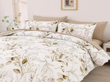 Soft Floral Leaf Comforter Set, King Size, Plush Quilted Bedding with Pillowcases V745-MAB010937AJ3