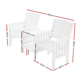 Gardeon Outdoor Garden Bench Loveseat Wooden Table Chairs Patio Furniture White ODF-LOVESEAT-WH