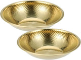 2PCS Golden Hammered Stainless Steel Salad Bowls, Large Round Mixing Bowls 12.8 x 4.3 in, Decorative V1192-AZ-W-18405