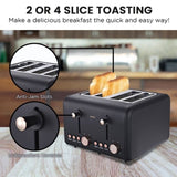 Pronti 4 Slice Toaster Rose Trim Collection - Black TSR-4SL-GST-BK
